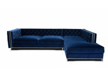 Narożnikowa kanapa Blue Żywy krajobraz xxl Meble Design Couch Zestaw narożny Podkładka duża Chesterfield