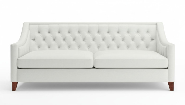 Biała Trzyosobowa Kanapa Chesterfield Nowoczesny Design Sofa Włókienniczy Nowe Oryginalne Meble