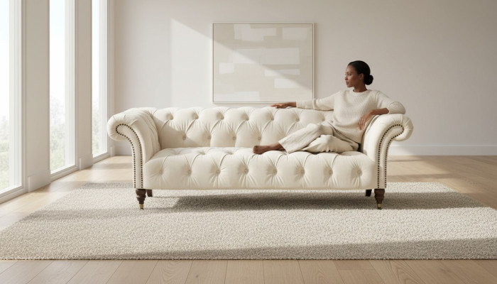 Beżowe trzyosobowe kanapy Chesterfield o nowoczesnym designie Materiał Sofy designerskie Meble