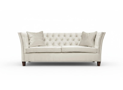 Chesterfield Dwuosobowa Jasnoszara Materiał Salon Projekt Podkładka Sofa Kreatywna