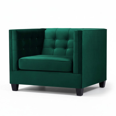 Fotel Chesterfield Pokój Dzienny Nowoczesny Włókienniczy Materiał Zielony Meble Kreatywne Nowe