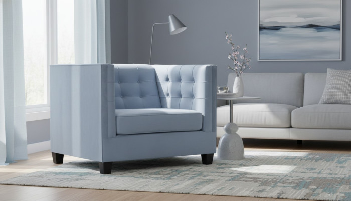 Blue Chesterfield Fotel Living Room Włókienniczy Materiał Creative Meble Modern