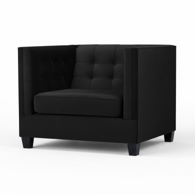 Chesterfield Fotel Kreative Meble Włókienniczy Materiał Czarny Nowy Salon