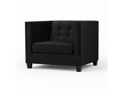 Chesterfield Fotel Kreative Meble Włókienniczy Materiał Czarny Nowy Salon