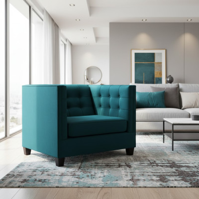 Fotel Chesterfield Włókienniczy Materiał Sea Green Creative Meble Nowy Salon