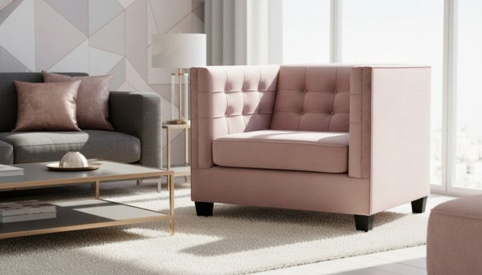 Fotel Chesterfield Włókienniczy Materiał Creative Meble Nowy Nowoczesny Salon Fioletowy