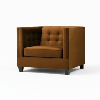 Nowoczesny Fotel Chesterfield Włókienniczy Materiał Brown Creative Meble Salon