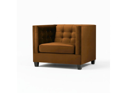 Nowoczesny Fotel Chesterfield Włókienniczy Materiał Brown Creative Meble Salon