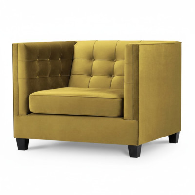 Fotel Chesterfield Włókienniczy Materiał Beżowy Creative Meble Nowy Salon