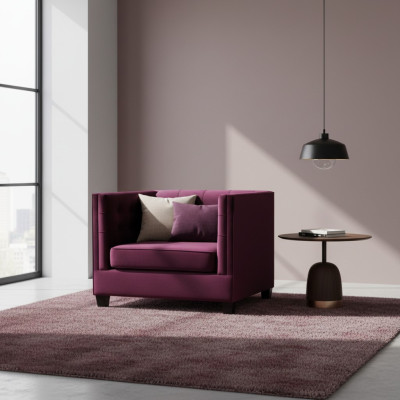 Fotel Chesterfield Włókienniczy Materiał Fioletowy Kreatywne Meble Nowy Salon Nowoczesny