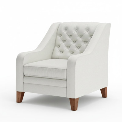 Fotel Włókienniczy Materiał Biały Creative Meble Nowy Salon Nowoczesny Chesterfield