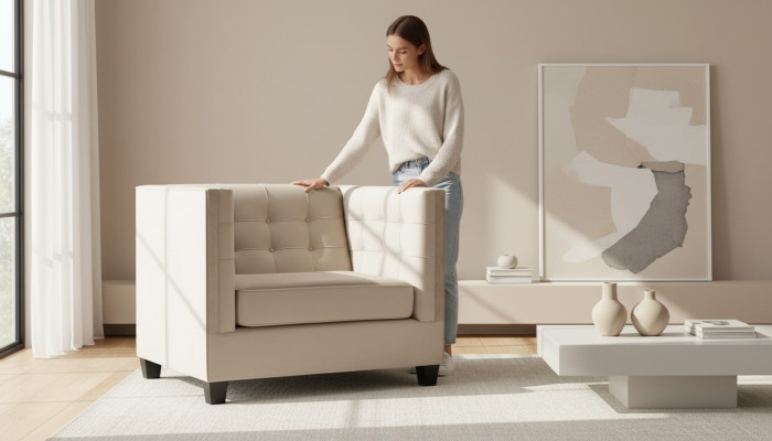Fotel Włókienniczy Materiał loft Szary Kreatywne Meble Nowy Nowoczesny Salon