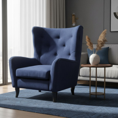 Fotel Włókienniczy Materiał Chesterfield Aksamit Meble do Salonu Nowoczesne Kanapy Niebieskie