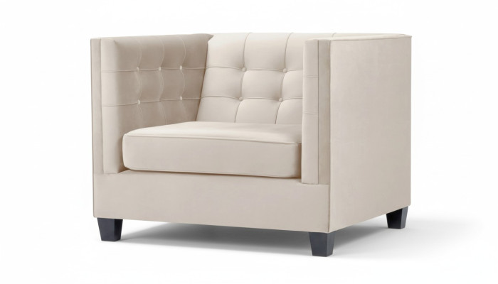 Fotel Modern Chesterfield Włókienniczy Materiał Biały Creative Loft Meble Nowy Salon
