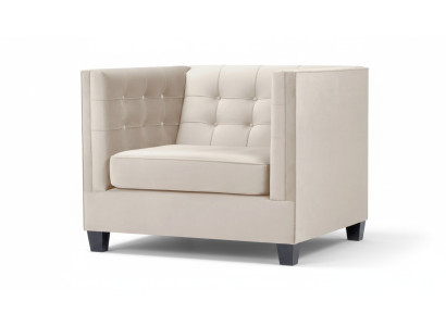 Fotel Modern Chesterfield Włókienniczy Materiał Biały Creative Loft Meble Nowy Salon