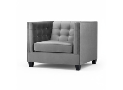 Fotel Chesterfield Włókienniczy Materiał Szary Nowy Salon Nowoczesny Kreatywny