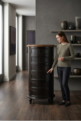 Design Kredens Szafa Luxus Drewno Okrągłe Komody Szafki Półka