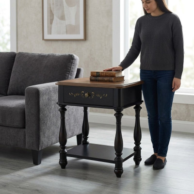 Designerska konsola Night Tablica Luxury Szafki nocne Side Skóra Konsole Drewno Nowe