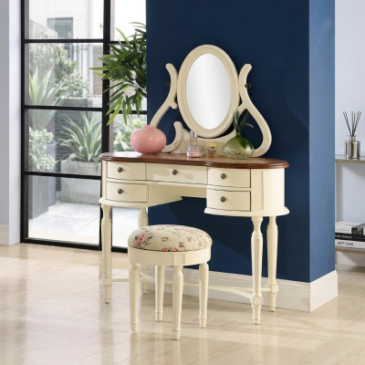 Klasyczna Toaletka Lustro Luksusowa konsola Stołek Make up Tabela Country House Nowość