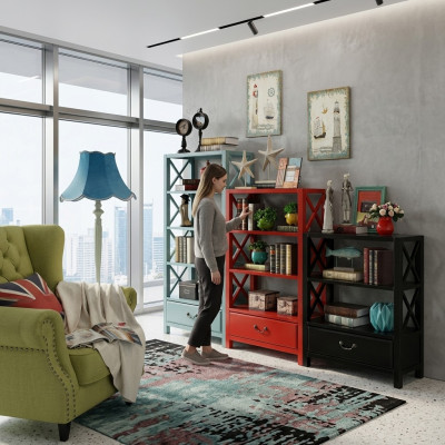 Gablota Drewno Półka Designerska Przegroda Drewniana Półki W Stylu Loft Szafa Czerwony Zestaw