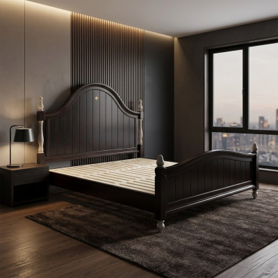 Projektant Łóżko Country House Drewno Hotel Łóżko metalowe Double Sleep Pokój Drewno Meble