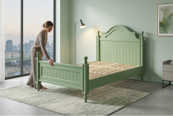 Zielone łóżko Classic Country House Podwójne łóżko Hotel Luxury Sypialnia Nowość