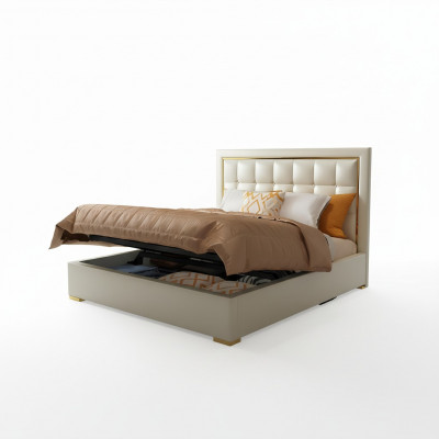 Łóżko Podkładka Design Luksusowe łóżko podwójne Szare 180x200cm Sleep Pokój Skóra Hotel