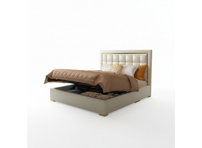 Łóżko Podkładka Design Luksusowe łóżko podwójne Szare 180x200cm Sleep Pokój Skóra Hotel