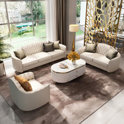 Zestaw sofowy 3+2+1 miejsce do siedzenia Zestaw Design Sofy Podkładka Kanapy Nowoczesna Skóra Couch