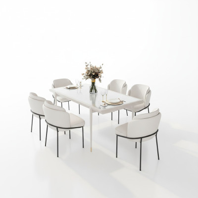 Krzesło Krzesła Podkładka Włókienniczy Materiał Ustawić Kompletny Fotel Designerski 6x