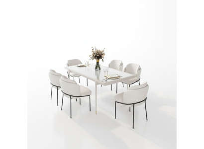 Krzesło Krzesła Podkładka Włókienniczy Materiał Ustawić Kompletny Fotel Designerski 6x