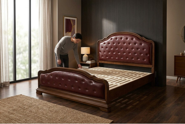 Łóżko Podkładka Design Luksusowe podwójne łóżko hotelowe Małżeństwo Sleep Pokój Skóra 180x200cm