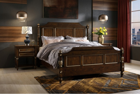 Designerskie Łóżko Classic Drewno Hotel łóżko Double Sleep Pokój Luxury 180x200 Nowość