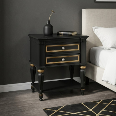 Stolik nocny Szary Nowoczesny Design Meble Drewno Luksusowy Stół Zamów Tabela Sypialnia