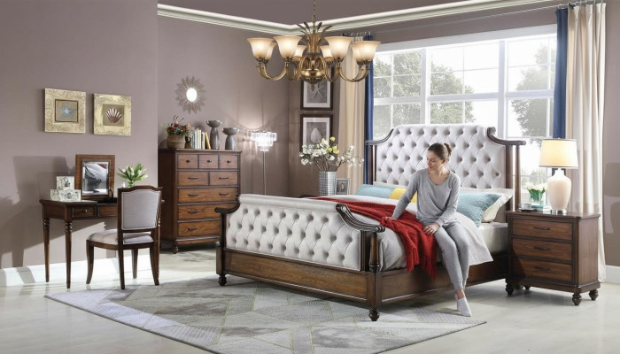 Design Sypialnia 6 szt. Sypialnia Kompletny Zestaw Łóżko Stolik nocny Kredens Nowy