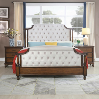 Łóżko 2x Stolik nocny 3 szt. Sypialnia Zestaw łóżek nowy luksusowy Chesterfield 180x200