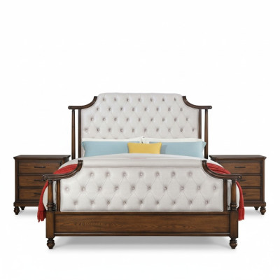Łóżko 2x Stolik nocny 3 szt. Sypialnia Zestaw łóżek nowy luksusowy Chesterfield 180x200