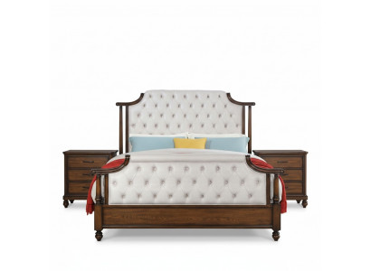 Łóżko 2x Stolik nocny 3 szt. Sypialnia Zestaw łóżek nowy luksusowy Chesterfield 180x200