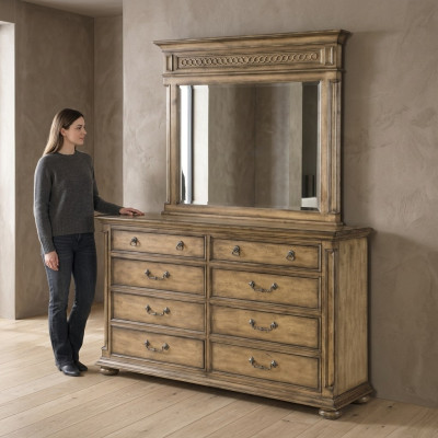 Lustro Kredens Szafa Komody Kredens Sypialnia Zestaw Drewno Modern Style 2-częściowy