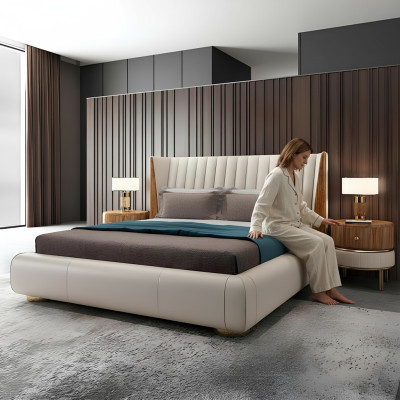 Designerskie Meble Włoskie Łóżko Double Bedroom 150x200cm łóżko Skóra Nowość