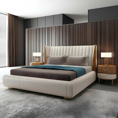 Designerskie Meble Włoskie Łóżko Double Bedroom 150x200cm łóżko Skóra Nowość