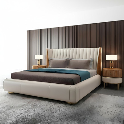 Designerskie Meble Włoskie Łóżko Double Bedroom 150x200cm łóżko Skóra Nowość