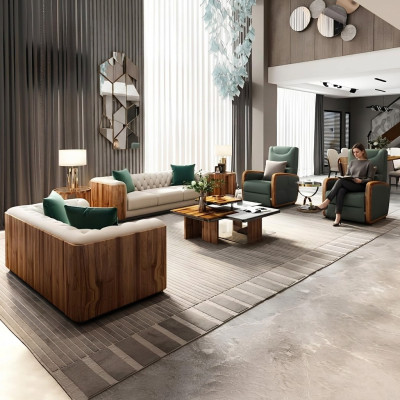 Luksusowy zestaw mebli sofowy Sofa Podkładka Designerskie Meble 4-częściowe. Skora