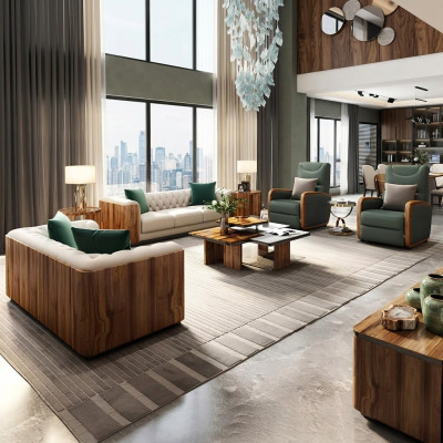 Luksusowy zestaw mebli sofowy Sofa Podkładka Designerskie Meble 4-częściowe. Skora