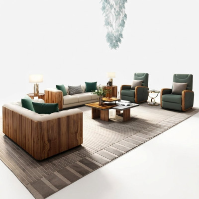 Luksusowy zestaw mebli sofowy Sofa Podkładka Designerskie Meble 4-częściowe. Skora