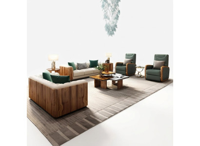 Luksusowy zestaw mebli sofowy Sofa Podkładka Designerskie Meble 4-częściowe. Skora