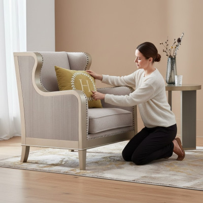 Włókienniczy Fotel 1 miejsce siedzące Sofa Podkładka Sofy Design Luksusowe Klasyczne Nowoczesne Oparcie