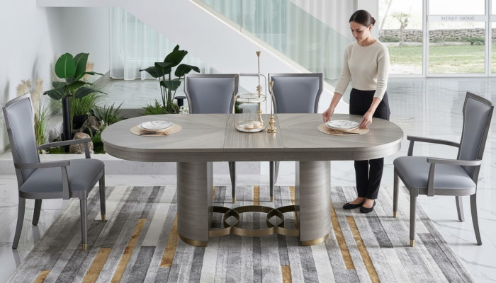 Design Stół obiadowy Drewno Kamień Tabela Nowoczesne stoły do ​​jadalni Meble 221x95 stoły