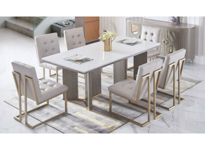 Designerska Jadalnia Pokój Krzesło Zestaw Metal Włókienniczy Fotel 6x Lounge Krzesła