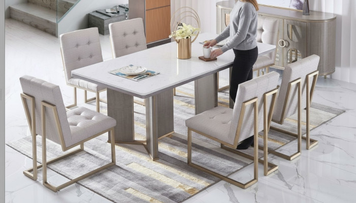 Luksusowe Meble Stół obiadowy Tabela jadalnia Salon Marmurowe Drewno Design